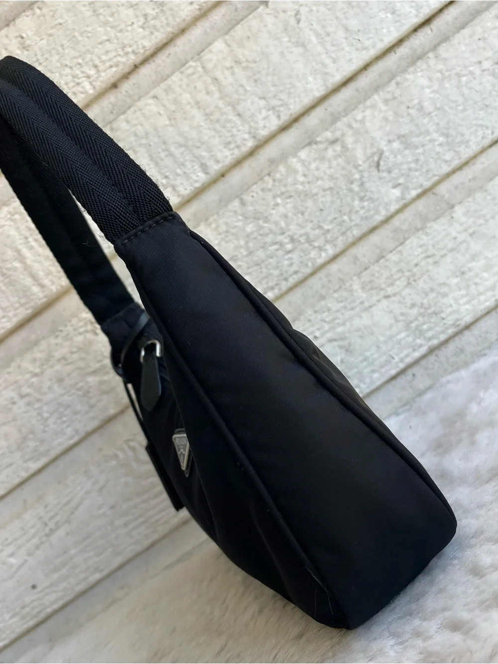 PRADA Re-Edition 2000 Black Nylon Hobo Baguette Shoulder Bag Galleria